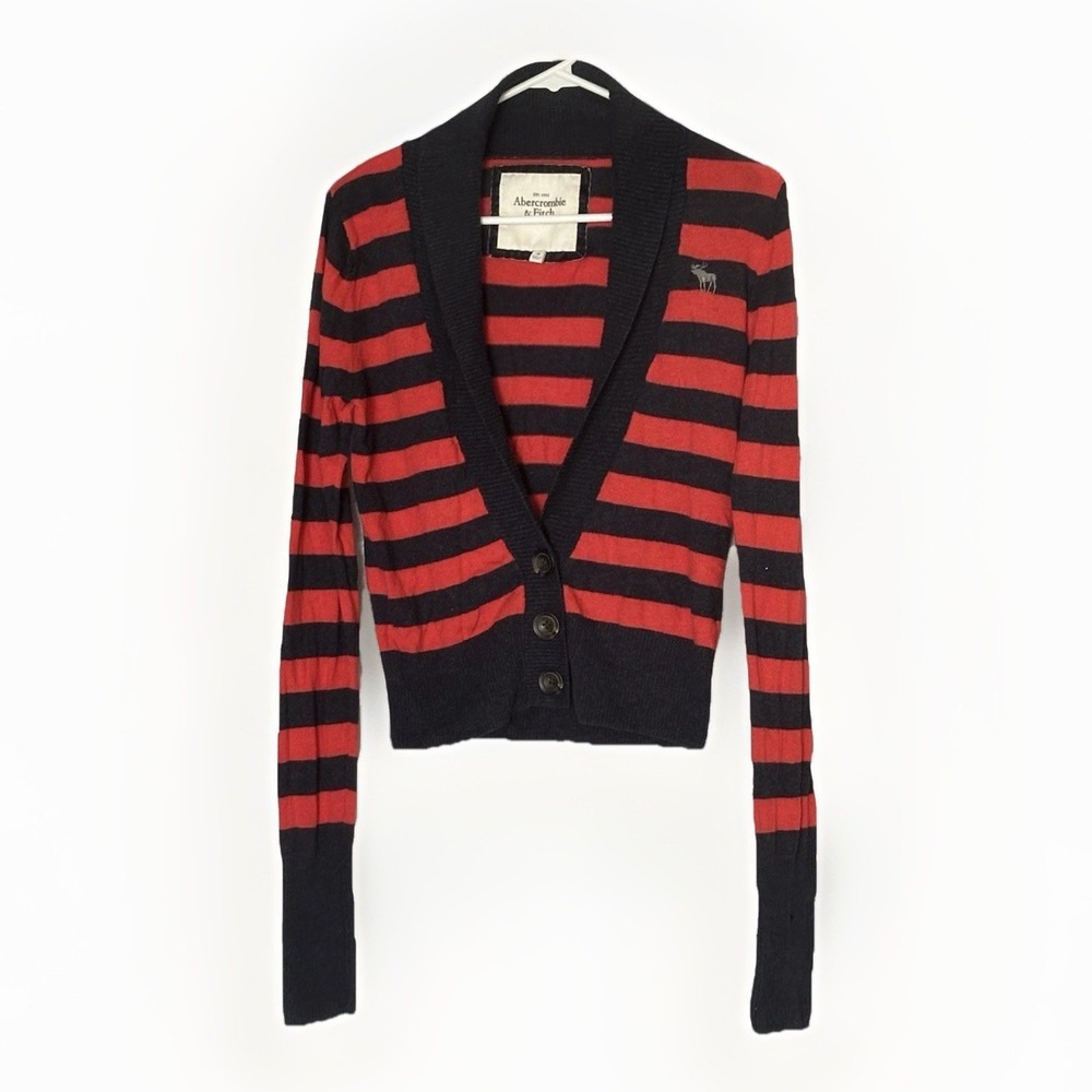 Abercrombie & Fitch Cropped Cardigan Women's M Y2K Indie Sleaze Preppy Wool VTG‎